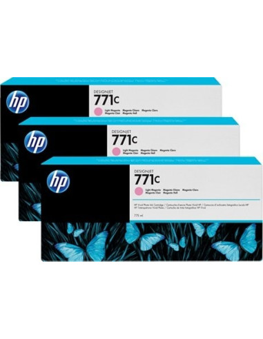 HP - B6Y35A - 771 - Pack de 3 cartouches d'encre magenta clair - produit d'origine - 3 x 775-ml