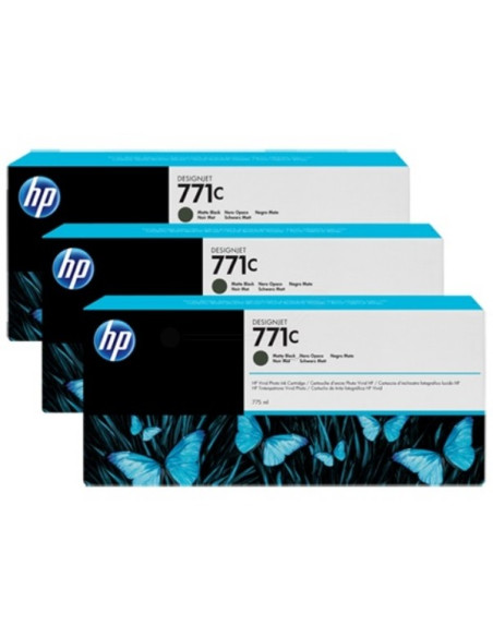 HP - B6Y31A - 771 - Pack de 3 cartouches d'encre noire mat - produit d'origine - 3 x 775 ml