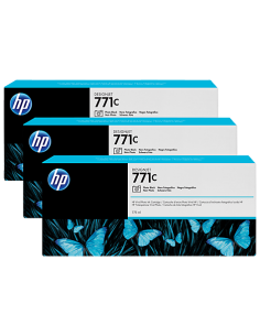 HP - B6Y37A - 771 - Pack de 3 cartouches d'encre photo noir e- produit d'origine - 3 x 775 ml 2