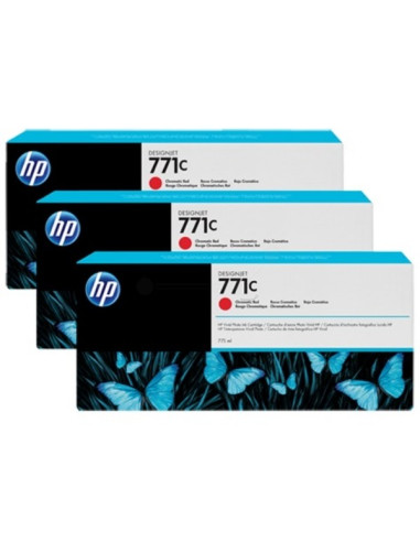 HP - B6Y32A - 771 - Pack de 3 cartouches d'encre rouge chromatique - produit d'origine - 3 x 775 ml
