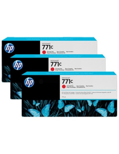 HP - B6Y32A - 771 - Pack de 3 cartouches d'encre rouge chromatique - produit d'origine - 3 x 775 ml