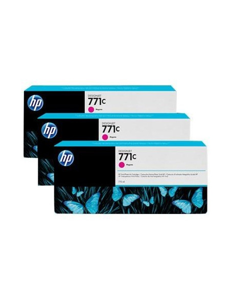 HP - B6Y33A - 771 - Pack de 3 cartouches d'encre magenta - produit d'origine - 3 x 775 ml