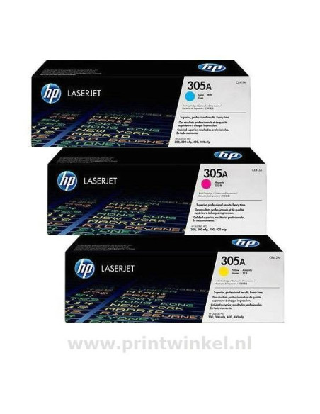HP - CF370AM - 305A - Pack de 3 toners: cyan, magenta, jaune - produit d'origine - 2 600 pages