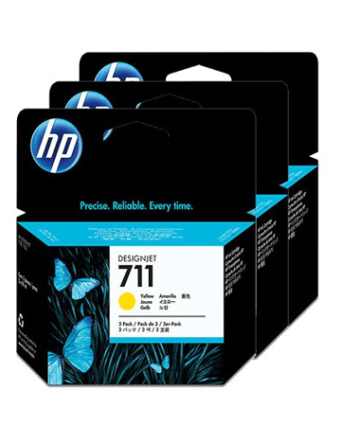 HP - CZ136A - 711 - Pack de 3 cartouches d'encre jaune - produit d'origine - 3x29ml