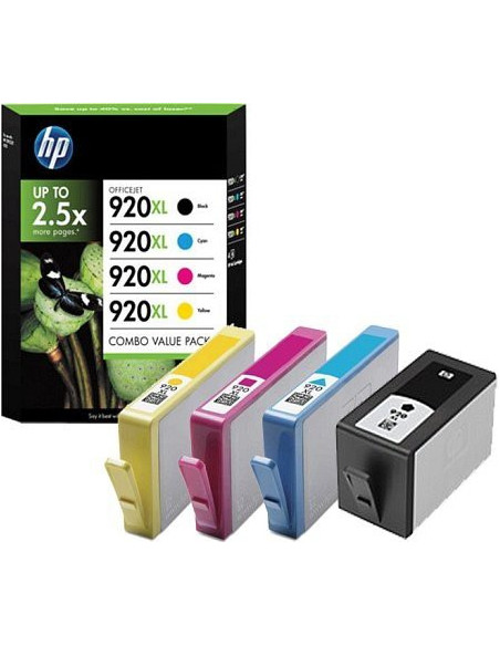 HP - 920XL - C2N92AE - Pack de 4 cartouches d'encre - noir, cyan, magenta, jaune - produit d'origine - 1200 pages en noir, 700 pages couleur