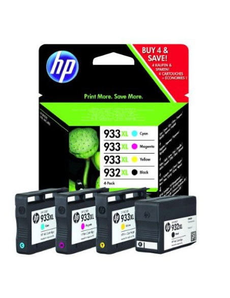 HP - 932XL/933XL - C2P42AE - Pack de 4 cartouches d'encre - noir, cyan, magenta, jaune - produit d'origine - 1000 pages en noir, 825 pages couleur