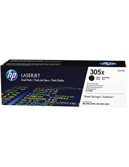 HP - CE410XD - 305X - Pack de 2 toners noirs - produit d'origine - 2 x 4 000 pages
