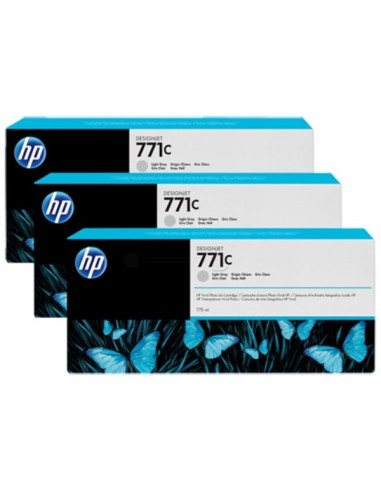 HP - B6Y38A - 711C - Pack 3 Cartouches d'encre gris clair - produit d'origine - 775 ml
