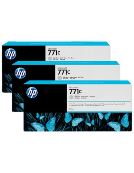 HP - B6Y38A - 711C - Pack 3 Cartouches d'encre gris clair - produit d'origine - 775 ml