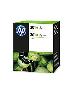 HP - D8J46AE - 301XL - Pack de 2 cartouches couleur cyan, magenta, jaune- produit d'origine - 2 x 330 pages
