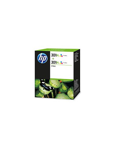 HP - D8J46AE - 301XL - Pack de 2 cartouches couleur cyan, magenta, jaune- produit d'origine - 2 x 330 pages