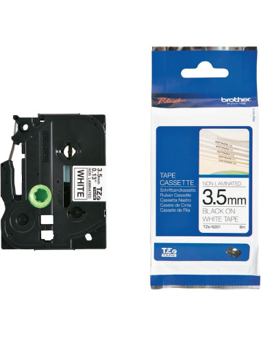 Brother - TZE-N201 - Ruban - Noir/Blanc - Rouleau (0,35 cm x 8 m) - non laminé