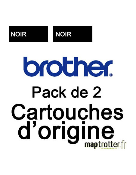 Brother - LC1280XLBKBP2 - Pack de 2 cartouches d'encre noire d'origine haute capacité - 2 x 2400 pages 