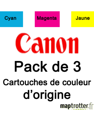  Canon - CLI-526CMY - Pack de 3 cartouches d'encre cyan/magenta/ jaune - 4541B009 