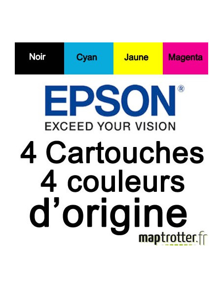  Epson - T1285 - Pack de 4 cartouches d'encre  noire,  cyan,  magenta, jaune - 215 pages  - C13T12854010 