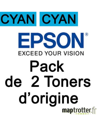 Epson - C9300N  - Pack de 2 toner cyan - 2x 7500 pages - C13S050608 