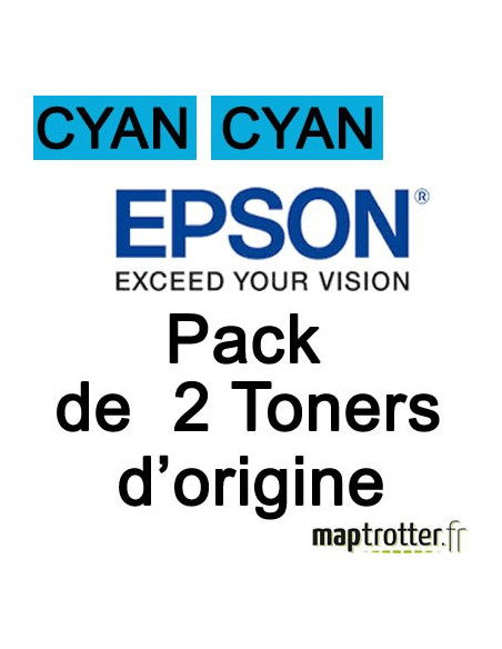  Epson - C9300N  - Pack de 2 toner cyan - 2x 7500 pages - C13S050608 