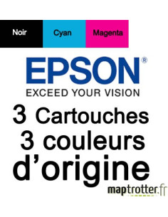  Epson - T1306 - Pack de 3 cartouches d'encre XL: cyan, magenta, jaune - série cerf - 755 pages  - C13T13064010 