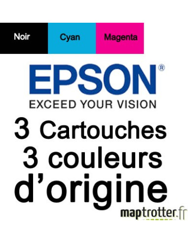  Epson - T1306 - Pack de 3 cartouches d'encre XL: cyan, magenta, jaune - série cerf - 755 pages  - C13T13064010 