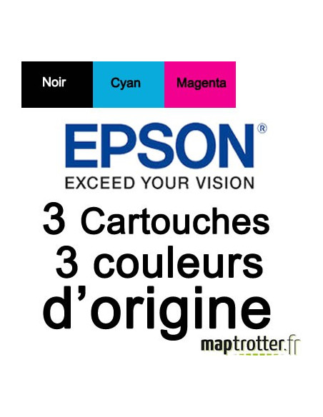  Epson - T1306 - Pack de 3 cartouches d'encre XL: cyan, magenta, jaune - série cerf - 755 pages  - C13T13064010 