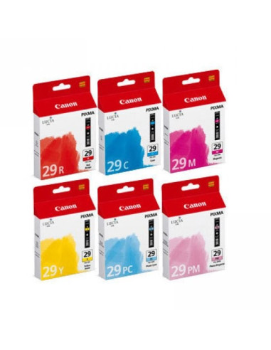 Canon - PGI-29 - Pack de 6 Cartouches d'encre couleur: C/M/Y/PC/PM/R - produit d'origine - 4873B005