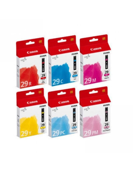 Canon - PGI-29 - Pack de 6 Cartouches d'encre couleur: C/M/Y/PC/PM/R - produit d'origine - 4873B005