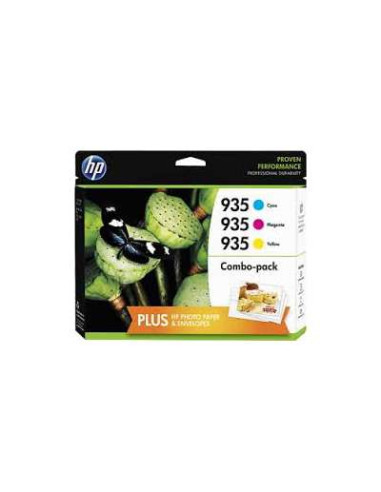 HP - F6U78AE - 935XL - Pack de 3 cartouches couleur cyan, magenta, jaune - produit d'origine