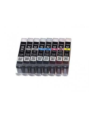 Canon - CLI-42 P8 - Pack de 8 cartouches d'encre: noire/gris / gris clair / cyan / magenta/ jaune / photo cyan / photo mag - produit d'origine