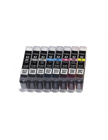 Canon - CLI-42 P8 - Pack de 8 cartouches d'encre: noire/gris / gris clair / cyan / magenta/ jaune / photo cyan / photo mag - produit d'origine