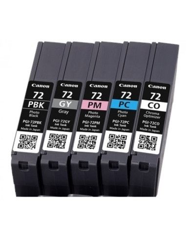 Canon - PGI-72 PBK/GY/PM/PC/CO - Pack de 5 cartouches d'encre: photo noire / grise / photo magenta / photo cyan / chroma - produit d'origine