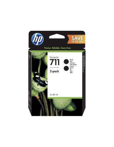 HP Pack de 2 cartouches dâ€™encre 711, noir de 80 ml