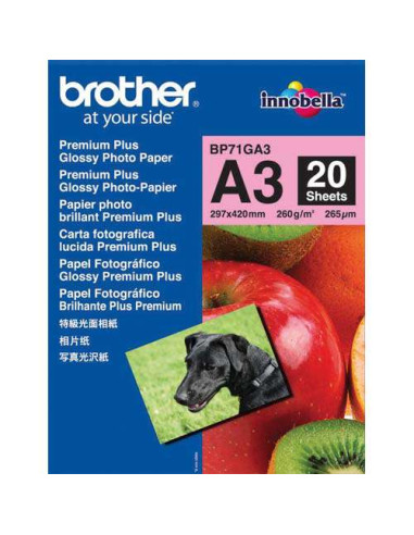 Brother - BP71GA3 - Pack de 20 feuilles de papier photo A3 - 260 g/m²