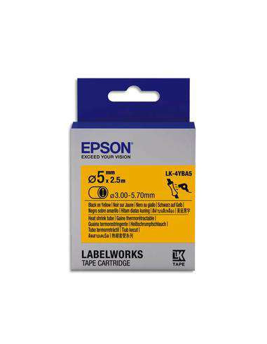  Epson - C53S654904 - LK-4WBA5 - Thermorétrécissant (HST) - Noir sur Blanc - Diam. 5mmx2.5m