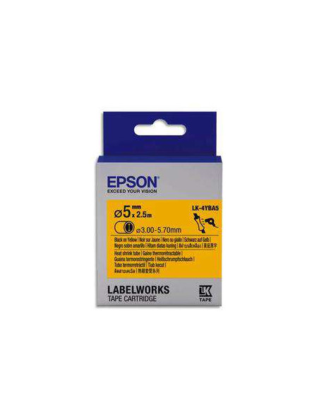  Epson - C53S654904 - LK-4WBA5 - Thermorétrécissant (HST) - Noir sur Blanc - Diam. 5mmx2.5m