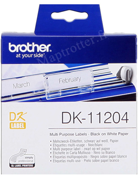Brother - DK-11204 - Etiquettes multi-usages (17 x 54 mm) papier - 400 étiquettes 