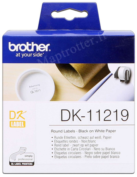 Brother - DK11219 - Etiquettes rondes blancs (Ø 12 mm) - 1200 étiquettes/rouleau 