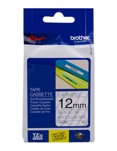 Brother - TZE-M31 - Ruban - Noir/Transparent mat 12 mm - Rouleau (1,2 cm x 8 m) - laminé