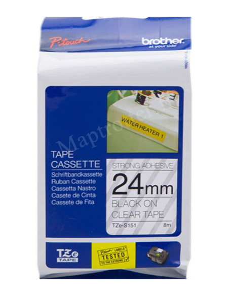 Brother - TZE-S151 - Ruban - Noir/Transparent 24 mm - Rouleau (2,4 cm x 8 m) - laminé adhésif