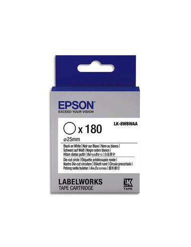 Epson - C53S658901 - Label/LK-8WBWAA Die-cut Crcl D25mm BK/WH