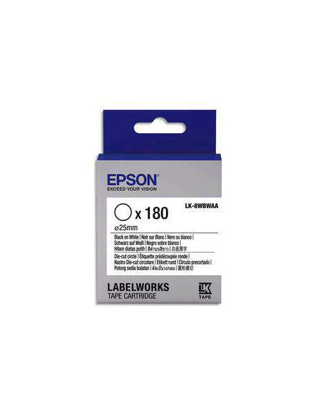 Epson - C53S658901 - Label/LK-8WBWAA Die-cut Crcl D25mm BK/WH