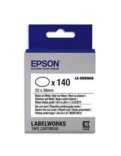 Epson - C53S658902 - Label/LK-8WBWAB DieCut Oval25x38mm BK/WH
