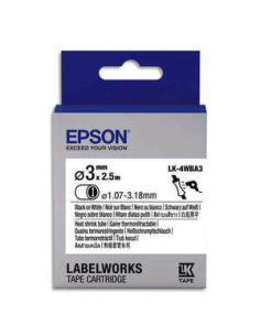 Epson - C53S658903 - Label/LK-8WBWAC DieCut Rect25x38mm BK/WH