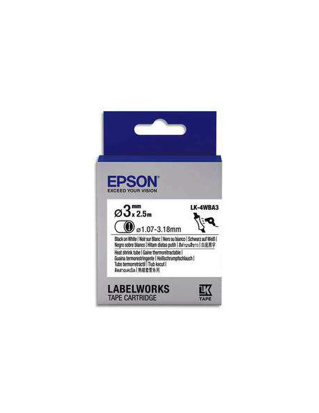 Epson - C53S658903 - Label/LK-8WBWAC DieCut Rect25x38mm BK/WH