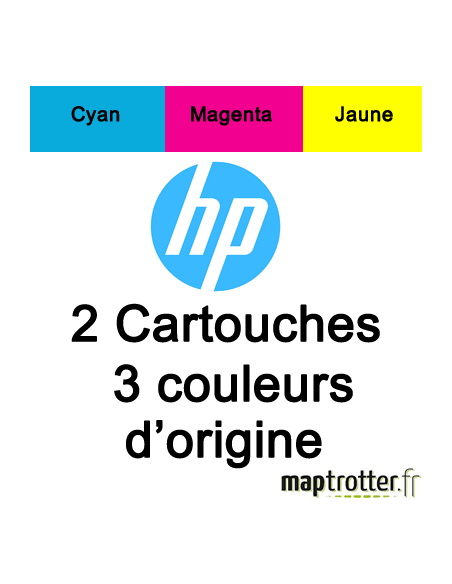 HP - 57 - Pack de 2 cartouches d'encre 3 couleurs cyan, magenta, jaune- produit d'origine - 1000 pages - C9503AE