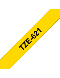Brother - TZE-621 - Etiquettes - Noir sur Jaune - 9 mm - Rouleau (0,9 cm x 8 m) - autocollant laminé