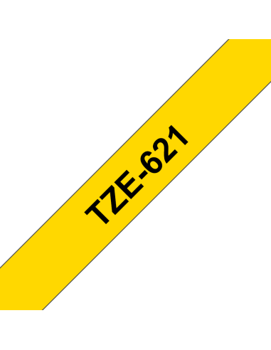 Brother - TZE-621 - Etiquettes - Noir sur Jaune - 9 mm - Rouleau (0,9 cm x 8 m) - autocollant laminé