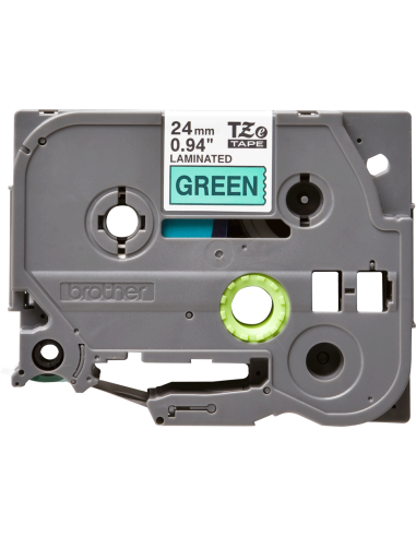 Brother - TZE-751 - Etiquettes - Noir sur Vert - 24 mm - Rouleau (2,4 cm x 8 m) - autocollant laminé