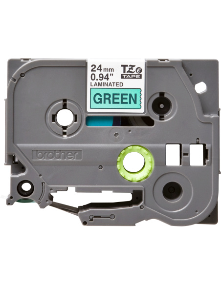Brother - TZE-751 - Etiquettes - Noir sur Vert - 24 mm - Rouleau (2,4 cm x 8 m) - autocollant laminé