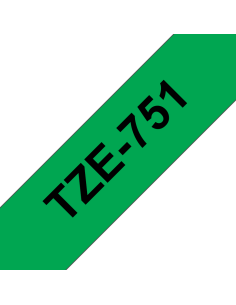 Brother - TZE-751 - Etiquettes - Noir sur Vert - 24 mm - Rouleau (2,4 cm x 8 m) - autocollant laminé