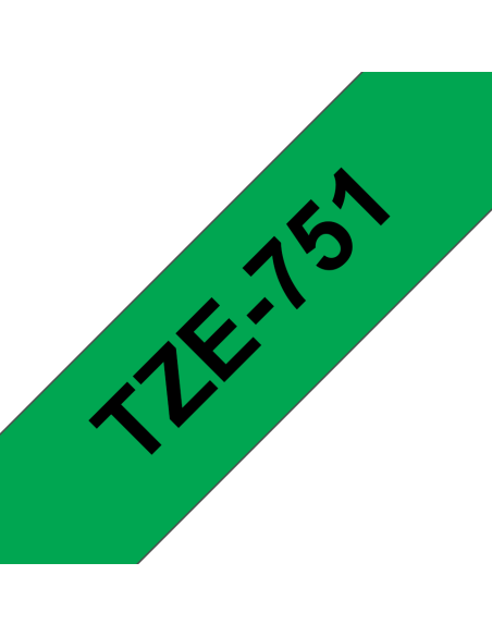 Brother - TZE-751 - Etiquettes - Noir sur Vert - 24 mm - Rouleau (2,4 cm x 8 m) - autocollant laminé
